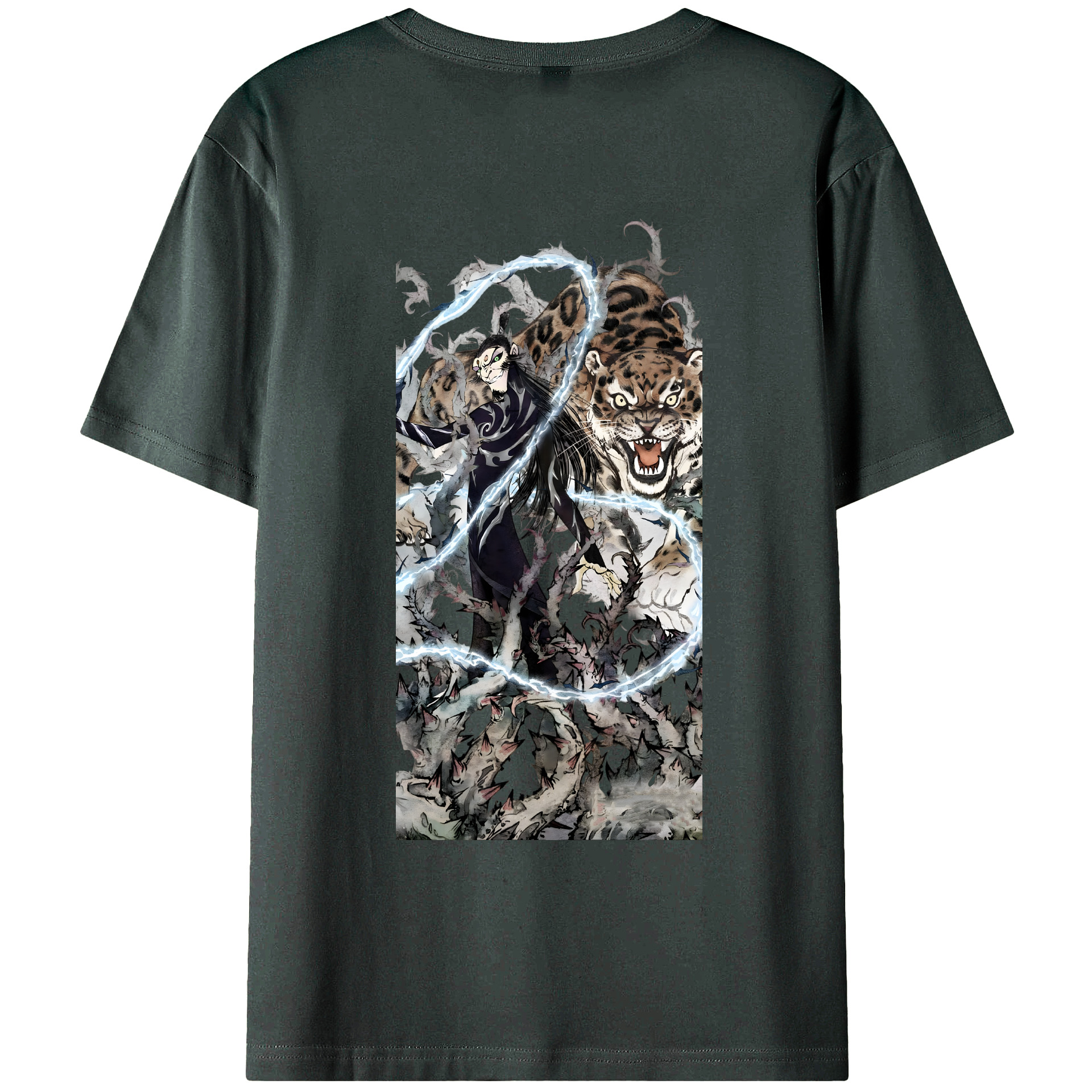 （画像用） Ne Zha 2 ナタ 魔童の大暴れ 綿100％ メンズ半袖Tシャツ（バックプリント） 通気性